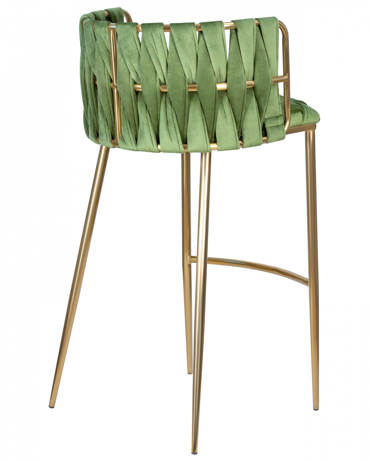 Стул барный DOBRIN EMMA GOLD, зеленый велюр (VF-08)