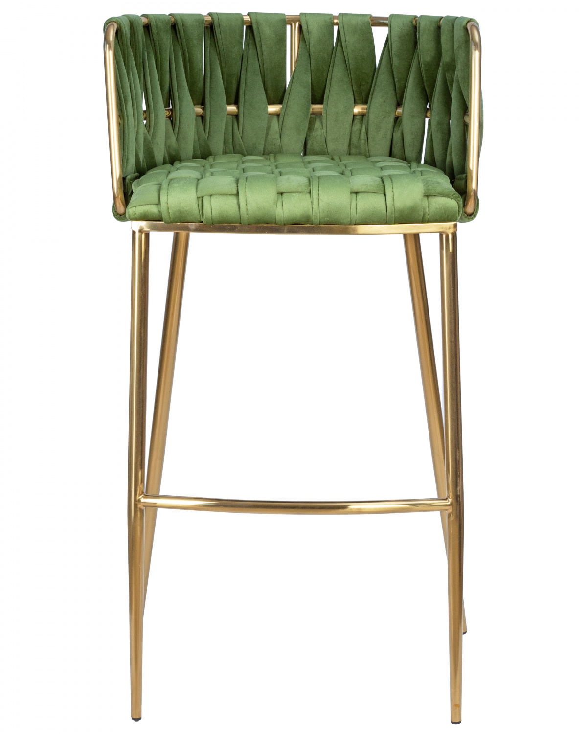 Стул барный DOBRIN EMMA GOLD, зеленый велюр (VF-08)