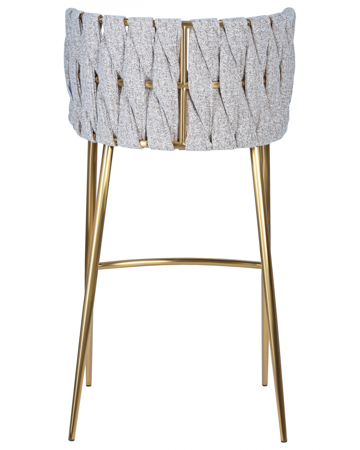 Стул барный DOBRIN EMMA GOLD, белый PU (T-01), белая ткань (F-49)