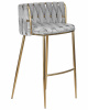 Стул барный DOBRIN EMMA GOLD, светло-серый велюр (135-37)