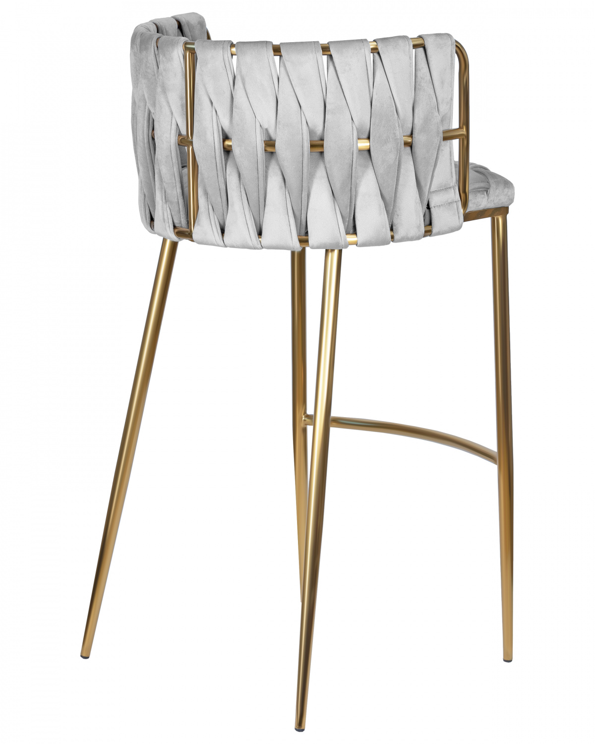 Стул барный DOBRIN EMMA GOLD, светло-серый велюр (135-37)