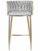 Стул барный DOBRIN EMMA GOLD, светло-серый велюр (135-37)