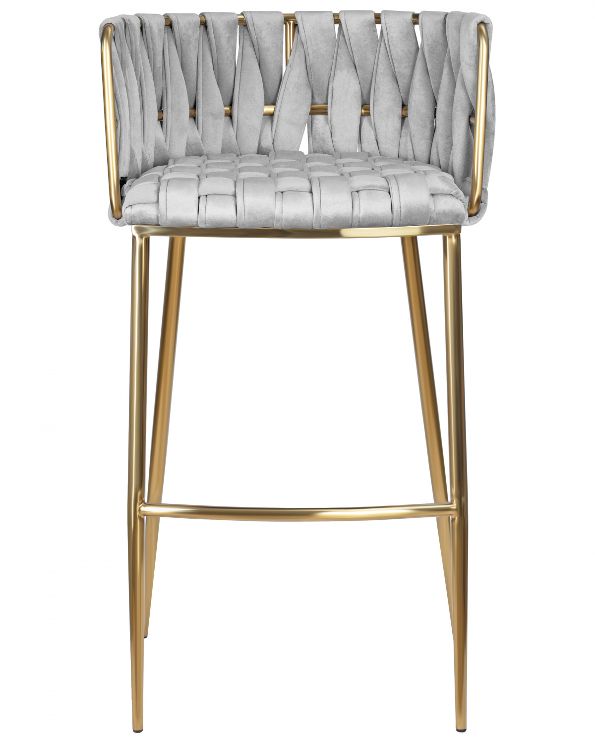 Стул барный DOBRIN EMMA GOLD, светло-серый велюр (135-37)