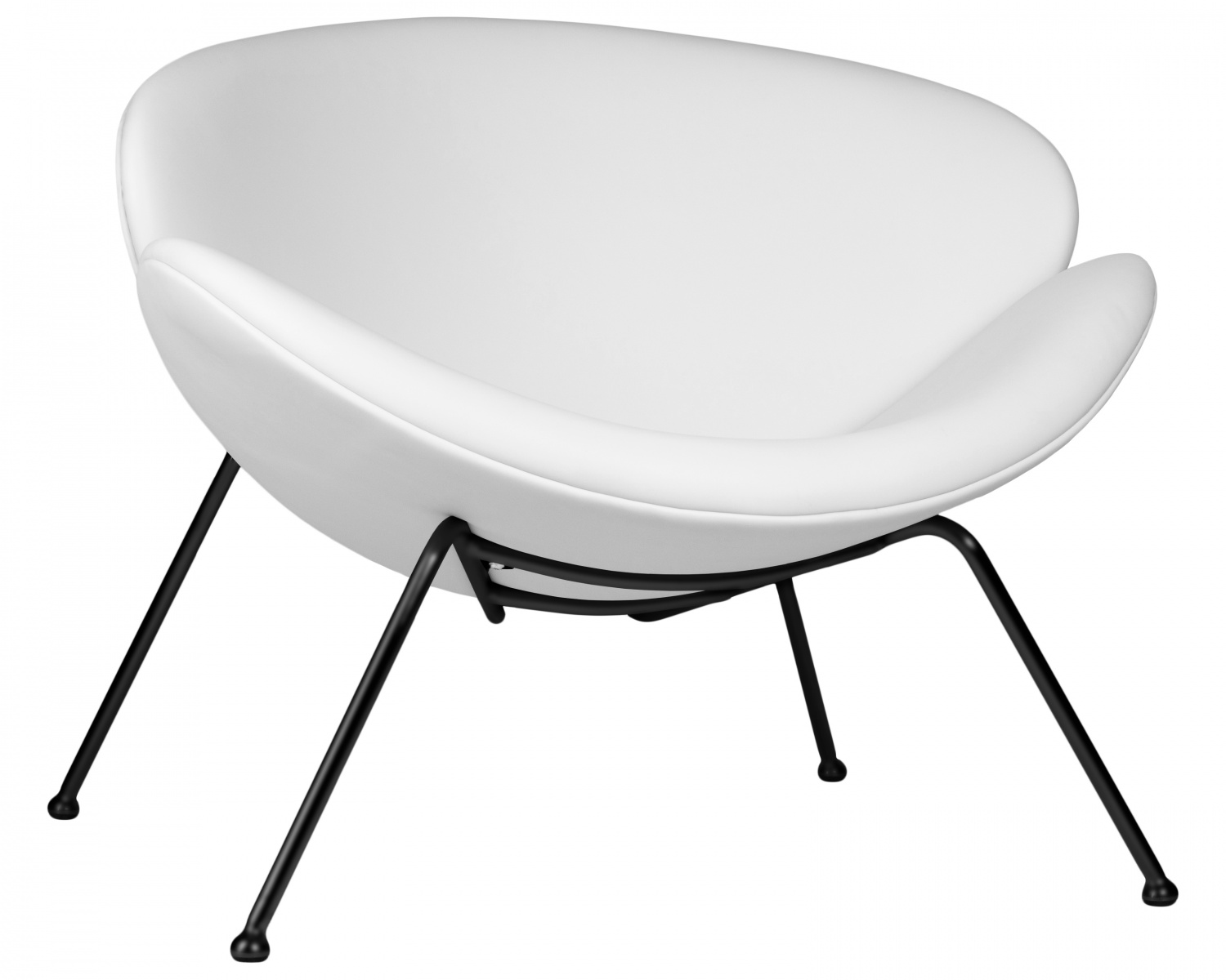 Кресло дизайнерское DOBRIN EMILY, белый винил YP17, черное основание