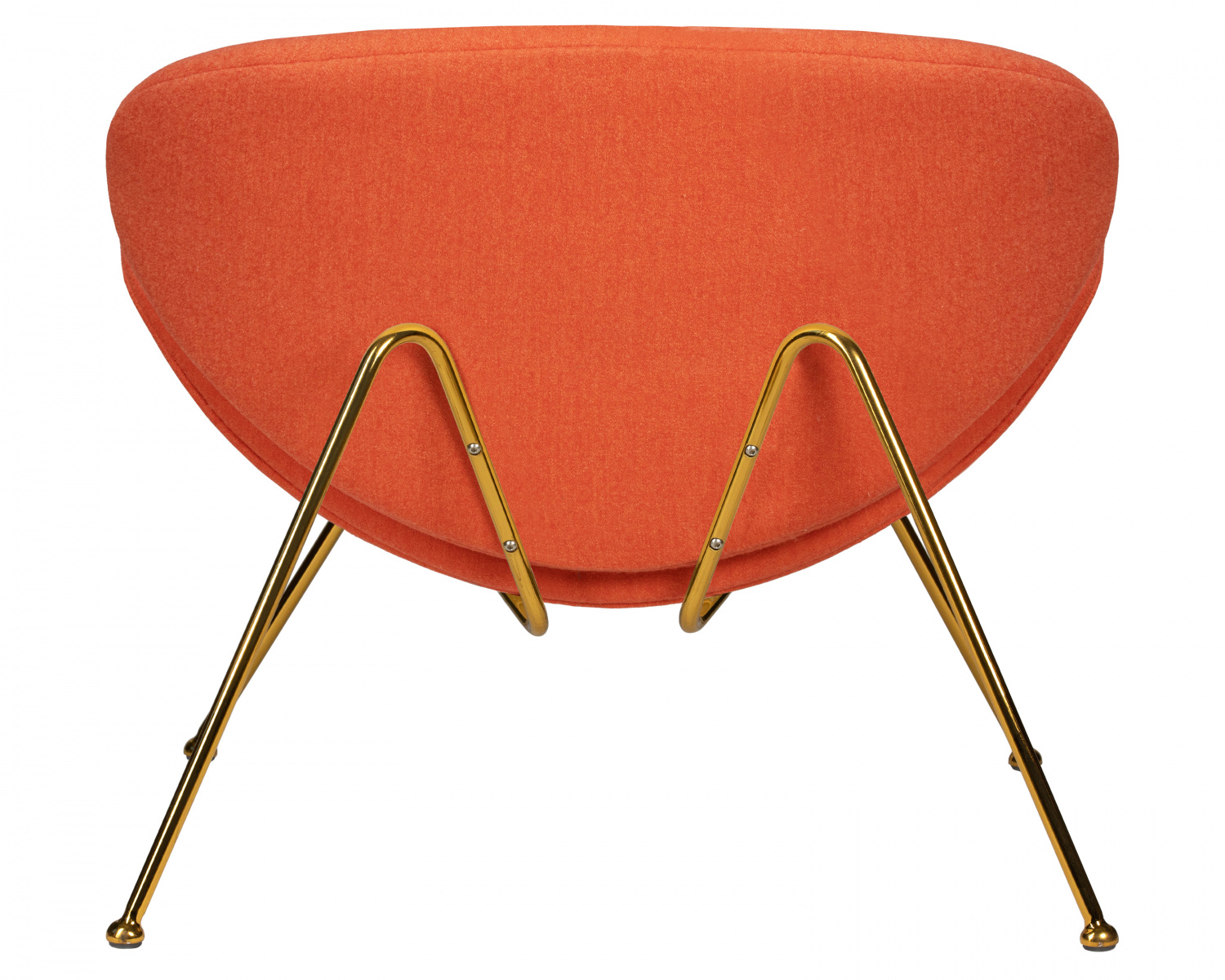 Кресло дизайнерское DOBRIN EMILY, оранжевая ткань AF, золотое основание