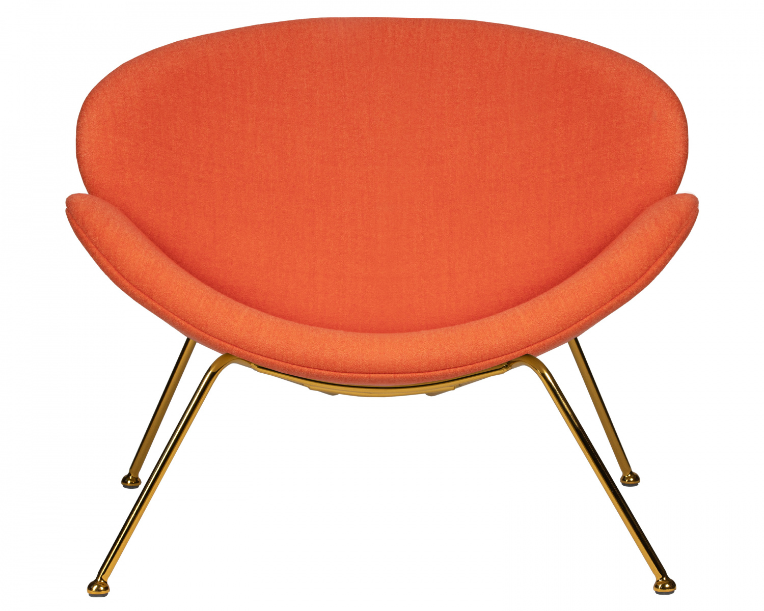 Кресло дизайнерское DOBRIN EMILY, оранжевая ткань AF, золотое основание