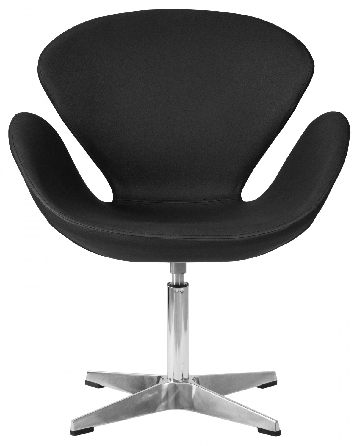 Кресло дизайнерское DOBRIN SWAN, черный кожзам P13, алюминиевое основание