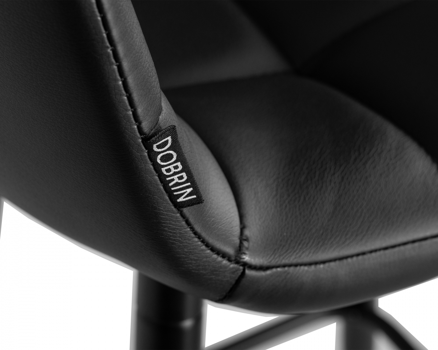 Стул барный DOBRIN NICOLE, черные матовые ножки, черная экокожа (P-01)