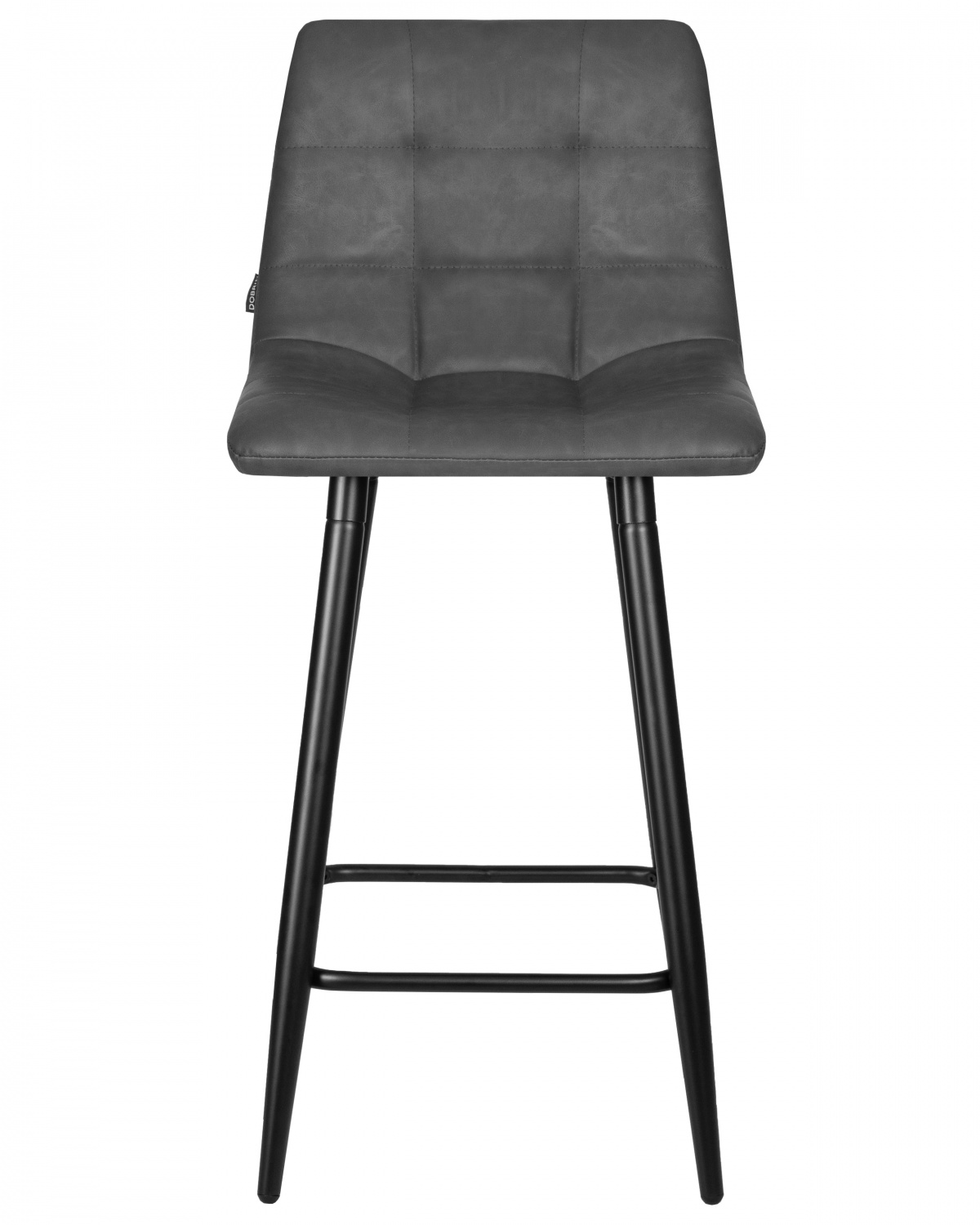Стул полубарный DOBRIN OLIVIA, черные матовые ножки, серая антрацитовая винтажная экокожа (RU-08)