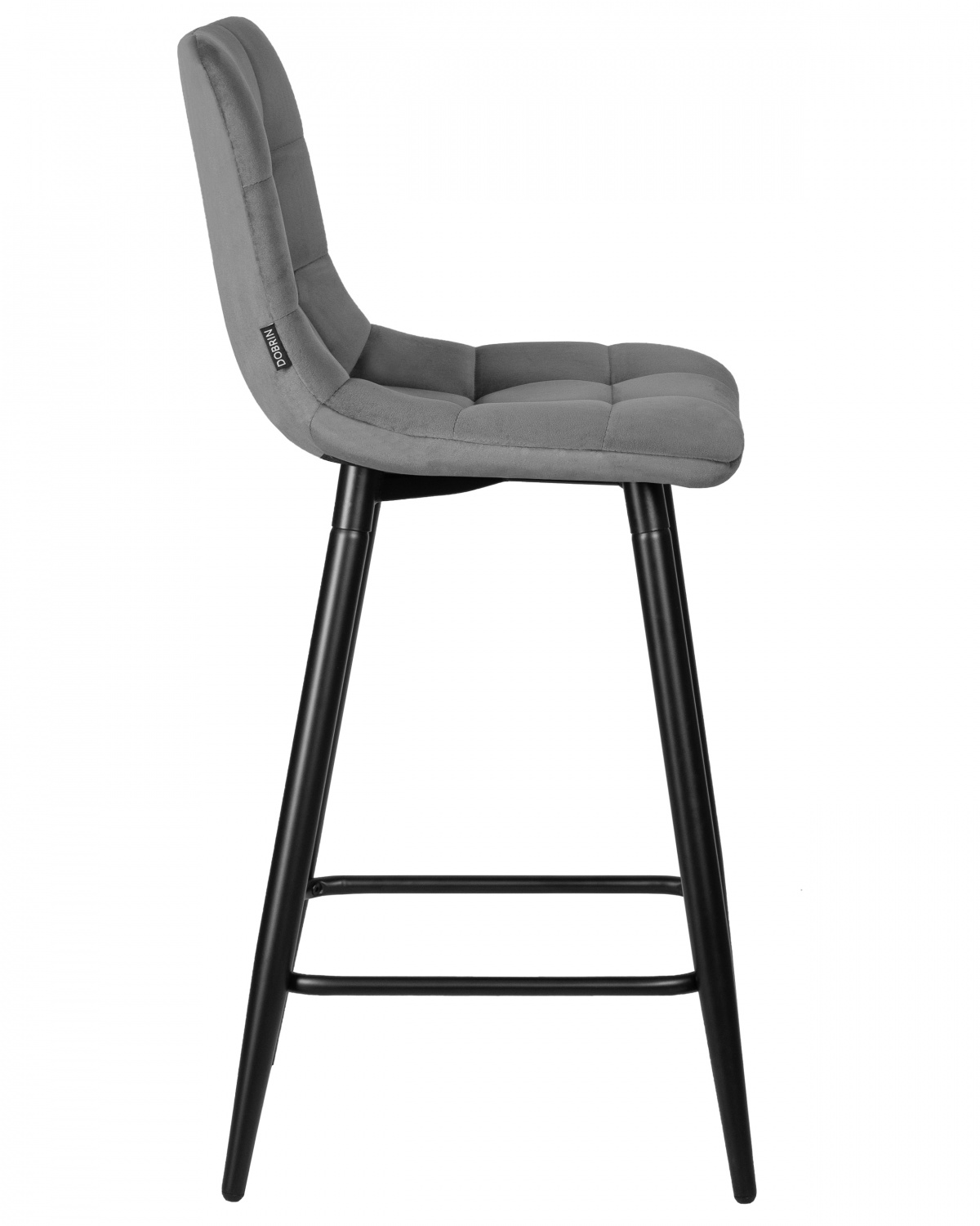 Стул полубарный DOBRIN OLIVIA, черные матовые ножки, темно-серый велюр (108-91)