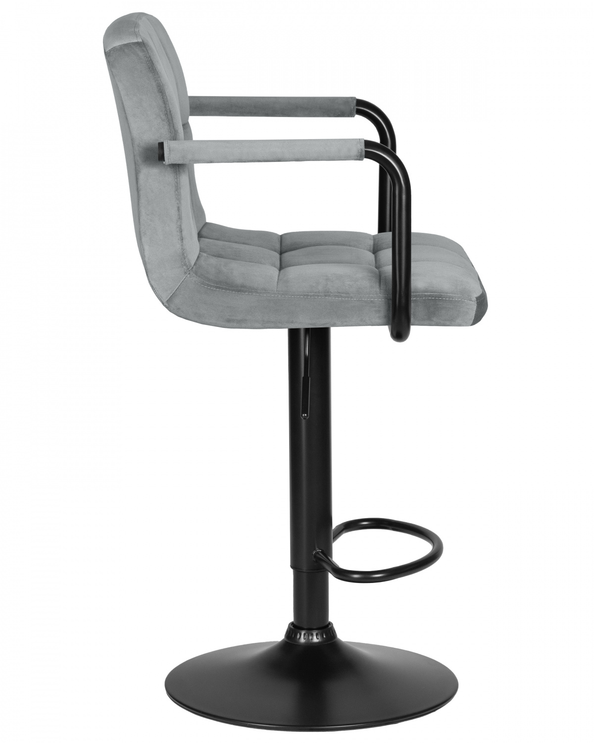 Стул барный DOBRIN KRUGER ARM BLACK, серый велюр (MJ9-75)