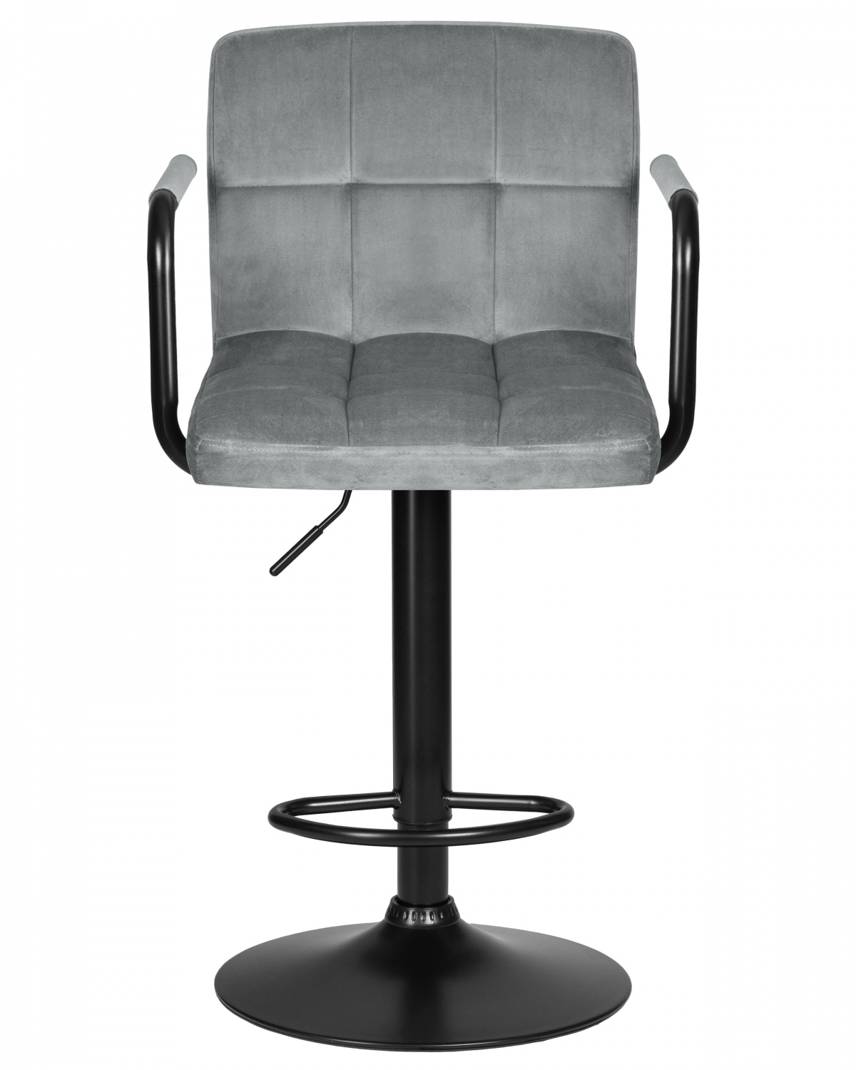 Стул барный DOBRIN KRUGER ARM BLACK, серый велюр (MJ9-75)