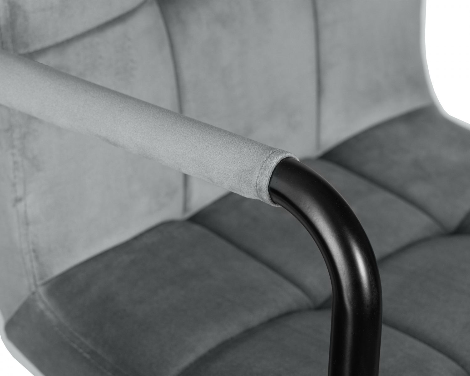 Стул барный DOBRIN KRUGER ARM BLACK, серый велюр (MJ9-75)