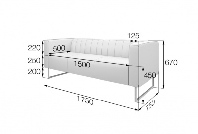 Диван 3 местный 50, Кейс, КС3-50, romeo_01, ткань: рогожка