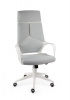 Кресло офисное / IQ / (white+grey) белый пластик / серая ткань