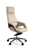 Кресло офисное / Шопен / бежевая кожа / алюминий крестовина
